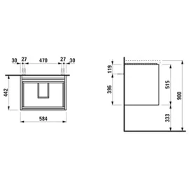 Laufen Waschtischunterschrank 2 Schubladen 58,5 x 51,5 x 44,5 cm Verkehrsgrau