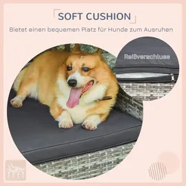 PawHut Hundebett Rattan 98 x 70 cm grau