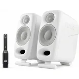 IK Multimedia iLoud Micro Monitor Pro Pair - 2-Way bi-amped, highly portable, digitally controlled compact reference studio monitors. X-MONITOR. Incl. ARC calibration mic. White.