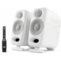IK Multimedia iLoud Micro Monitor Pro Pair - 2-Way bi-amped, highly portable, digitally controlled compact reference studio monitors. X-MONITOR. Incl. ARC calibration mic. White.