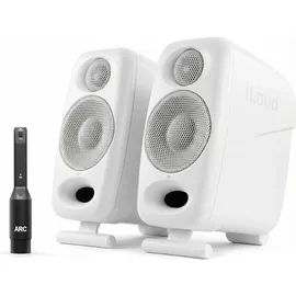 IK Multimedia iLoud Micro Monitor Pro Pair - 2-Way bi-amped, highly portable, digitally controlled compact reference studio monitors. X-MONITOR. Incl. ARC calibration mic. White.
