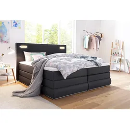 Collection AB Boxspringbett COLLECTION AB "Ninoni", grau (anthrazit), B:195cm L:210cm, Komplettbetten, Boxspringbett, inkl. Bettkasten, Topper und wahlweise mit LED-Beleuchtung