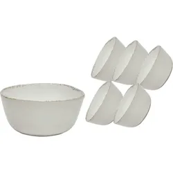 Van Well | URBAN Schale 11 cm creme 6er Set  - Steinzeug für Tapas, Dips, Snack und Saucen