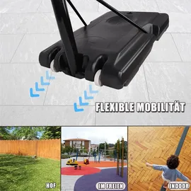 Costway Basketballständer höhenverstellbar, Basketballkorb mit Ständer, Basketballanlage rollbar, Korbanlage gee... - Schwarz/Rot