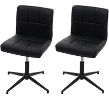 MCW 2er-Set Esszimmerstuhl Cadiz II, Küchenstuhl, höhenverstellbar Drehmechanismus ~ Kunstleder schwarz, Fuß schwarz