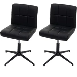 MCW 2er-Set Esszimmerstuhl Cadiz II, Küchenstuhl, höhenverstellbar Drehmechanismus ~ Kunstleder schwarz, Fuß schwarz