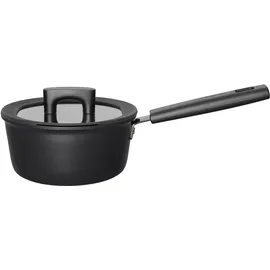 Fiskars Hard Face Stieltopf mit Deckel, Ø Kochtopf 18 L, Pfanne Schwarz
