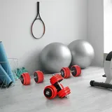Hantelset 30 Kgs 2-in-1 Hanteln&langhanteln Verstellbar Gewichtheben Für Zuhause Fitness Muskel Rot+schwarz 21,5 X 21,5 X 3,8 Cm
