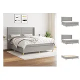 vidaXL Boxspringbett mit Matratze Hellgrau 180x200 cm Stoff