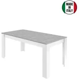 LC ITALY Esstisch Basic 180 cm Hochglanz Weiß Betonoptik - Grau