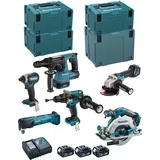 Makita Kit Dlx6085tj (dhr243 + Dhp481 + Dtd153 + Dhs680 + Dga513 + Dtm51 + 3 X 5,0 Ah + Dc18rc + 3 X Makpac 3 + Makpac 4)