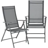 [en.casa] Gartenstühle, Kalamata 2er Set Dunkelgrau
