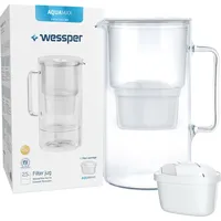 Wessper Aquamax Crystalline Filterkanne weiß + 1 Kartusche, Wasserfilter Weiss