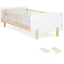 Homestyle4u Kinderbett 90 x 200 cm Kiefer massiv lackiert weiß