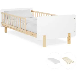 Homestyle4u Kinderbett 90 x 200 cm Kiefer massiv lackiert weiß