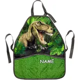 alles-meine.de GmbH Kinderschürze/Schürze - Dinosaurier - Dino/Tyrannosaurus Rex - inkl. Name - größenverstellbar - mit 2 Taschen - mitwachsend - universal/beschichtet & wa..
