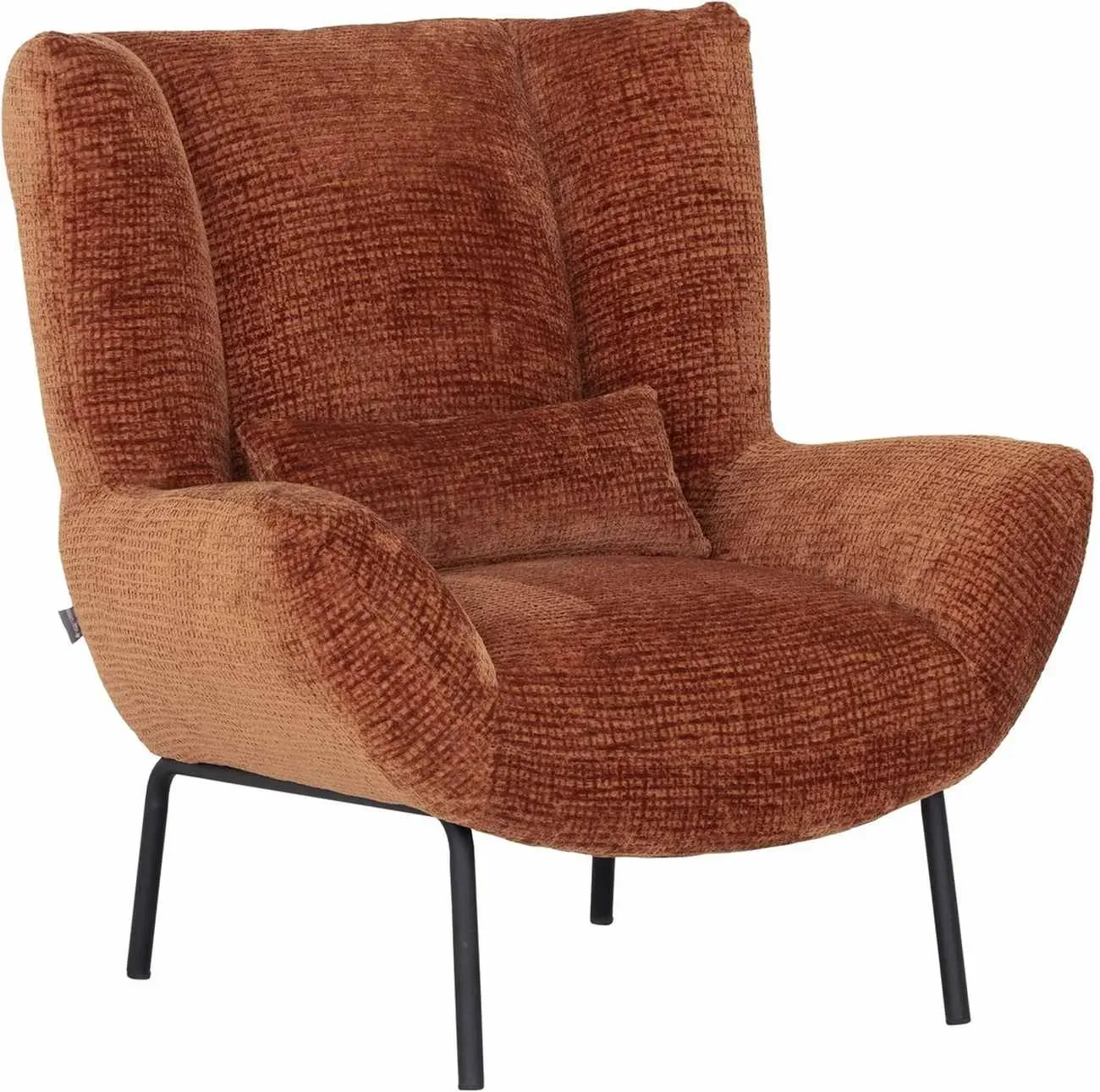 Sessel Astro aus Stoff, Retro Chic Design, Braun Cinnamon, gepolstert, Metallgestell schwarz