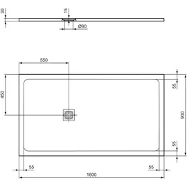 Ideal Standard Ultra Flat S + 1600x900mm carraraweiß
