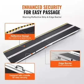 Vevor Tragbare Rollstuhlrampe 3 m 363 kg Tragkraft rutschfeste Aluminium-Klappschwellenrampe schwarz