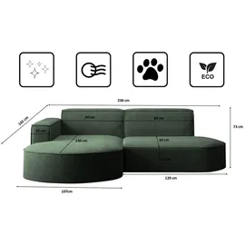 kaiser möbel Ecksofa Designer MODENA STUDIO stoff Dicker cord Poso Dunkelgrün Links
