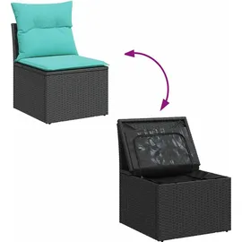 vidaXL Gartensofa-Set 6-tlg. schwarz Polyrattan Akazie