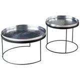 Riess-Ambiente Couchtische ELEMENTS - 2er Set rund 60cm silber schwarz Metall Tabletttisch Beistelltisch