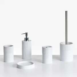 Beliani Badaccessoires Set 5-teilig Badaccessoire-Set Weiß