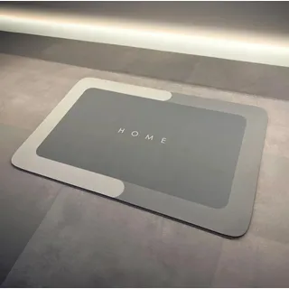 Desb Badematte rutschfest, wasseraufsaugende Antirutschmatte, Sehr rutschfeste und wasseraufsaugende Fußmatte, einfache Reinigung dank glatter Oberfläche, modernes und schlichtes Design, passt unter jede Tür, Mikrofaser, Eckig, 3mm hoch, in 60 x 40 cm und 80 x 50 cm erhältlich grau Eckig | 50 cm x 80 cm