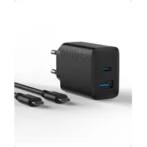 Anker Ladegerät (20 W, 2-Port) mit USB-C-Kabel, schwarz