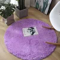 ENEN Wohnzimmer Teppich Plüsch Teppich Weicher Schlafzimmer Kurzflor Teppich Kreis Flauschig Wohnzimmerteppich Waschbarer Teppich mit Anti-Rutsch Unterseite (Lavendel,60CM)