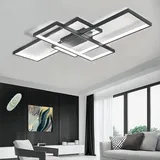 Qiaomao LED Deckenleuchte Schwarz Modern Deckenlampe Wohnzimmer (110x60x9cm), Dimmbar Wohnzimmerlampe mit Fernbedienung, Schlafzimmerlampe, Groß Deckenbeleuchtung Wohnzimmer Schlafzimmer Büro