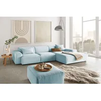 KAWOLA Sofa RANI Ecksofa Cord hellblau Recamiere rechts