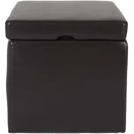 Mendler Sitzwürfel Aufbewahrungsbox mit Deckel Leder + Kunstleder 45 x 44 x 44 cm Braun