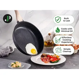 just perfecto household appliances Just Perfecto Töpfe Pfannen 11-Teilig,Topfset Pfannenset mit abnehmbaren Griffen,Pfanne 20/26cm,Topf 18/20cm,Tiefe Bratpfanne 26cm,Antihaftversiegelung,Kochen stapelbar topf Induktion,Ofenfest (Black)