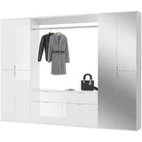 Inn.Furn Garderoben-Set SystemX, (Garderobe und Schuhschrank in weiß Hochglanz, 243 x 193 cm), variable Inneneinteilung