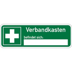 Rettungszeichen, Verbandkasten befindet sich... - 180x60 mm Folie selbstklebend