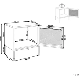 Beliani Nachtschrank Ossett 45 x 35 x 51 cm Dunkelrot