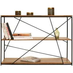 Standregal Mangoholz Metall Regal Bücherregal Kommode Sideboard Metallregal