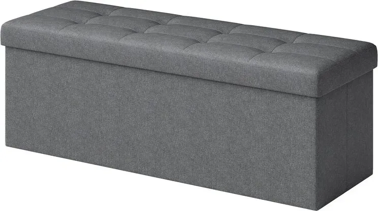Ochama Sitzbank mit Stauraum, 38 x 110 x 38 cm, Sitztruhe, Bettbank, Aufbewahrungstruhe, für Wohnzimmer, Schlafzimmer, Flur, dunkelgrau