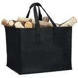 Relaxdays Kaminholzkorb Filz 43 x 35 x 37 cm Schwarz