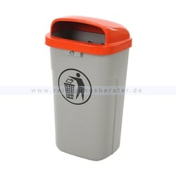 Wandmülleimer Plastic Omnium Feuerfest grau-orange 50 L Mülleimer für Wand- oder Pfahlbefestigung, feuerfest