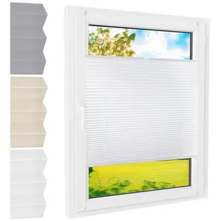 Foxx Plissee Klemmfix [weiß, 65x220 cm] ohne Bohren für Tür & Fenster, Faltrollo mit ...
