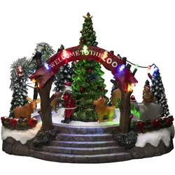 Konstsmide LED Szenerie Weihnachtszoo, mit Musik, 19 Dioden, Innentrafo/batteriebetrieben, schwarzes Kabel, Batterie: 3 x AA 1,5V (exkl.) - 4237-000