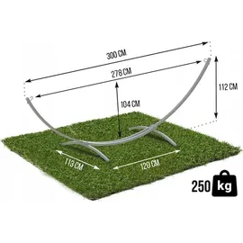 OEM Hängemattengestell, Gartenhängemattenständer, Für Zwei Personen, Metall, Grau, Robust, 250 kg