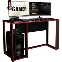 Hti-Living Gamer Schreibtisch, Schwarz/Rot