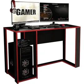Hti-Living Gamer Schreibtisch, Schwarz/Rot