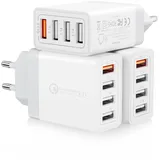 Kayshow USB Ladegerät (3 Stücke), 4-Ports USB Stecker 33W Ladestecker Mehrfach, Handy Netzteil Schnellladegerät Ladeadapter für Samsung Galaxy S21/S20/S10/S9/A14/A15/A34/A40/A55, iPhone, Huawei