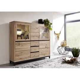 MASSIVMOEBEL24.DE Highboard Wildeiche 166x40x148 bianco geölt VILLANDERS #207