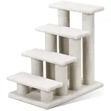 GYMAX Tiertreppe 4 Stufen Katzentreppe Hundetreppe Treppe für Katze Kletterbaum Katzenbaum 60,5 x 41 x 60,5 cm (Weiß)