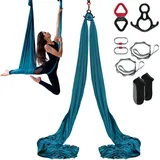 Vevor Aerial Yoga Hängematte Set 8 x 2,8 m, Grün Aerial Yoga Swing Air Fliegen, Indoor Aerial Yoga Hammock Swing 1000 kg Max. Tragfähigkeit, inkl. Yoga-Socken & Stahlkarabiner & Alu-Drehgelenk
